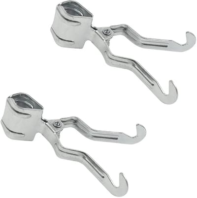 ProPlus Set van 2 Kledinghaken met Klem – Voor tentstok en voortent – Voor kleding, tassen en lampen – Zilver