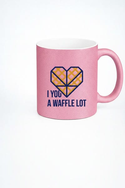 Roze Mok met Wafel Hart Design 'I You A Waffle Lot' - Grappig Liefdes Cadeau | Keramische Koffiemok