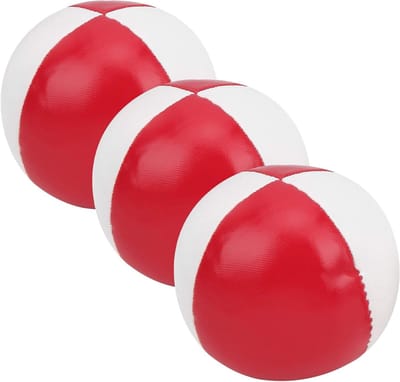 Jongleerballen Set - Behendigheidsballen Oefenen - Artistieke Prestaties - Hoogwaardig PU-leer - 3 Stuks - Rood en Wit