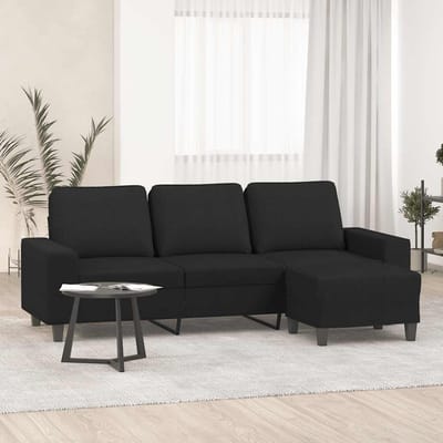 vidaXL - Driezitsbank - met - voetenbank - 180 - cm - stof - zwart
