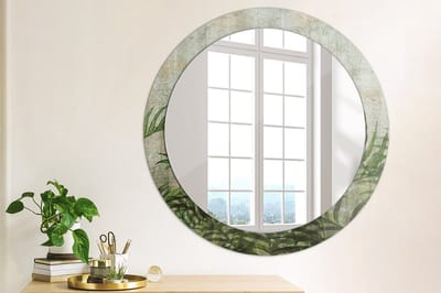Coloray Bedrukte Spiegel - Varenbladeren Wandspiegel Decoratieve Print - 80 cm - Groente Bedrukte Spiegel - Wandspiegel Decoratieve Print - Bedrukte Spiegel - Spiegel Met Bedrukte Lijst