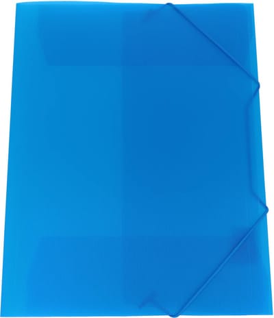 Exiton Elastomap - 3 stofkleppen - A4 - elastiek - extra stevig - transparant blauw - 5 stuks