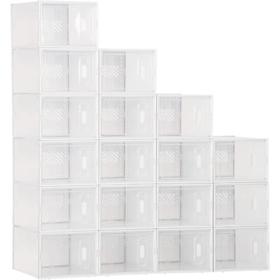HOMCOM set van 18 boxblokjes Modulaire schoenenopberger met transparante deuren - 25x35x19 cm