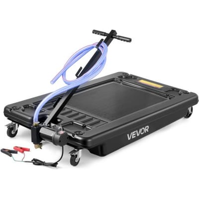 VEVOR Low Profile Olieafvoermand, 64 L Capaciteit, Rollend Olieafvoermand met Elektrische Pomp & 2,2 m Slang, Lek- en Roestvrij, Geschikt voor Auto's, Suv's, Vrachtwagens, Motorfietsen, Atvs, Metalen