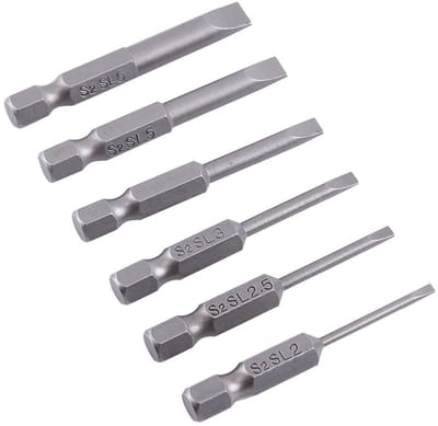 Dailygoody - Slotted Schroevendraaier Bits - 6 Stuks 50mm - S2 Legering - Hex Shank - Geschikt voor Elektrisch Gereedschap - Ideaal voor Klussen - Hoo...