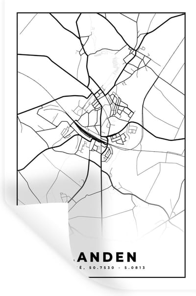 Muurstickers - Sticker Folie - Plattegrond – Landen – Zwart Wit – Stadskaart - Kaart - België - 20x30 cm - Plakfolie - Muurstickers Kinderkamer - Zelfklevend Behang - Zelfklevend behangpapier - Stickerfolie