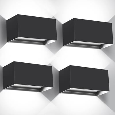 LED Buitenlampen 20W Set van 4 - Instelbare Wandlamp met IP65 Waterdichte Bescherming en Koel Wit Licht
