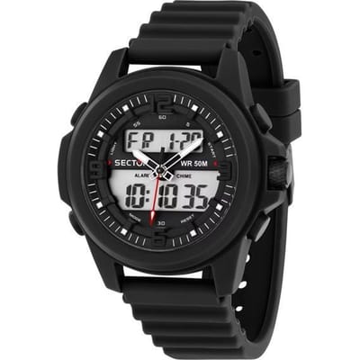 Sector Ex-48 Siliconen Band Zwarte Wijzerplaat Kwarts R3251302001 Herenhorloge zwart