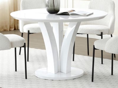 Vente-unique Ronde eettafel voor 4 personen van mdf - Wit gelakt - VIALETA