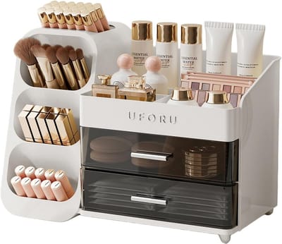 Make-up organizer - Cosmetica opberger - Schoonheidsproducten bewaren - Met laden - 35 x 19 x 25 cm - Wit