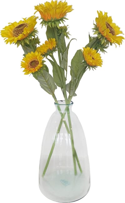 Bellatio Design Kunstbloem Zonnebloem Helianthus XL - 3x - 85 cm - losse steel - kunst zijdebloem - 3 bloemen