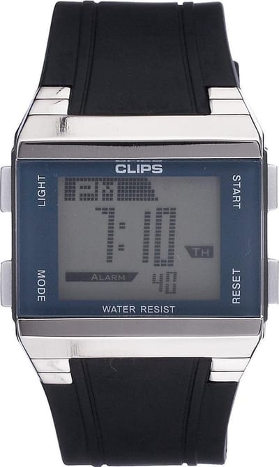 Clips 539-6003-94 Horloge - Rubber - Zwart - Ø 37.5 mm