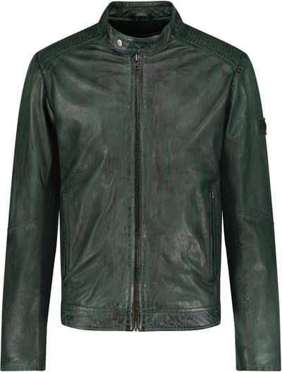 Urban 5884® – Shawn - Green – Heren - Leren Jas – Lamsleer – 100% Leer - Casual Jack – Groen – Maat M