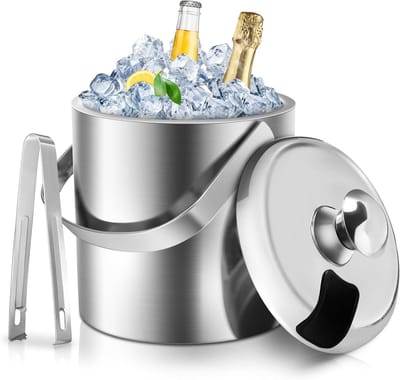 Geïsoleerde Kubus - IJsbox Opslag - Dranken Koel Houden - Dubbellaags Roestvrij Staal - 13 Liter - Zilver