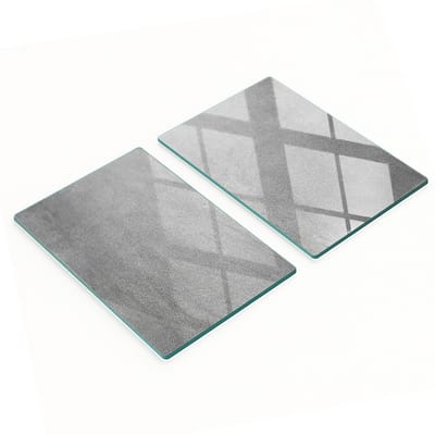 Decoratieve glazen snij- en serveerplanken, grijs, voor aan de muur, 2x40x52 cm