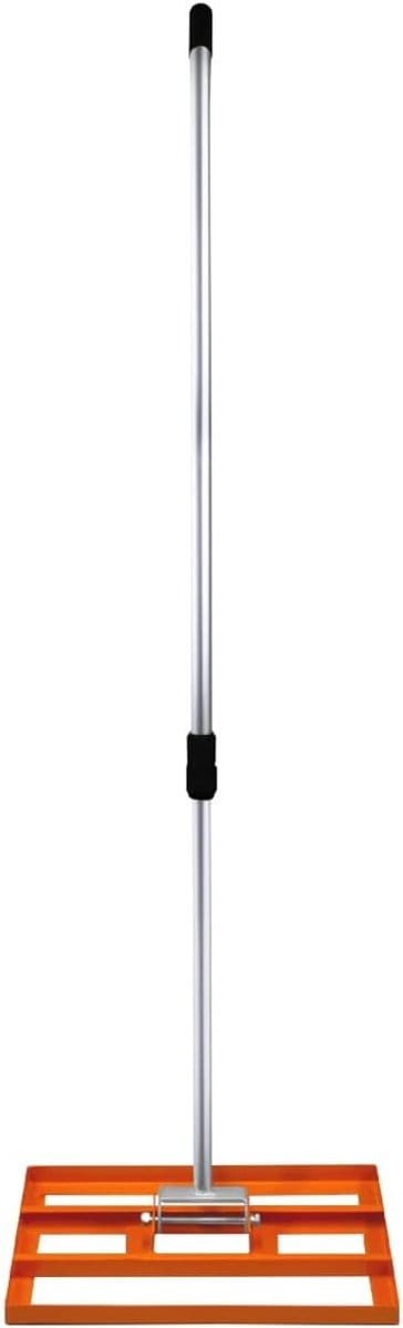 Egaliseerhark voor gazon, 50 / 100 x 32 cm breed, aluminium en gegalvaniseerd staal, uitschuifbare steel van 1,2–1,9 m, met handig handvat, voor grond, gras, graszoden en compost