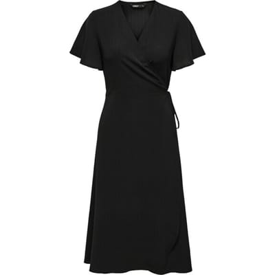 Only Midi-jurk - ONLCALI LIFE S/S WRAP DRESS WVN NOOS - XS tot S - voor Vrouwen - zwart