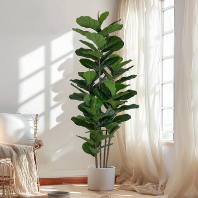 Grote Kunstplant Vijgenboom 180 cm - Realistische Kunstmatige Ficus - Onderhoudsvrije Decoratie voor Binnen en Buiten