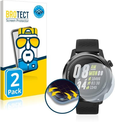 BROTECT - Screenprotector voor Coros Apex (42 mm) - Folie Beschermfolie transparant volledig dekking - 2 Stuks