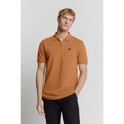 No Excess Polo Zip Pique Garment Dyed Caramel Größe: S | Poloshirts Outlet | Herren | Braun