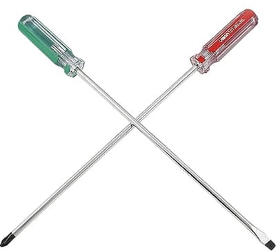 Set van 2 lange schroevendraaiers - 10 inch kruiskop en platte kop voor professioneel gebruik