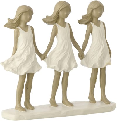 J-Line decoratie Kinderen Zussen - polyresin - wit/grijs