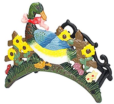 Vintage metalen slanghouder met eendenpatroon - Duurzaam en decoratief - Ideaal voor tuin en terras