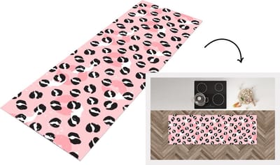 Keukenloper - Loper keuken - Panterprint - Deren - Design - Roze - 150x50 cm - Keukenloper vinyl