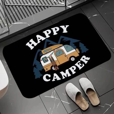 Happy Campers Welkomstmat Vloerdecoratie Tapijt Antislip Makkelijk Schoon te Maken Vloerkleed Woonkamer Thuiswerkplek Wasbare Deurmatten 40x60cm