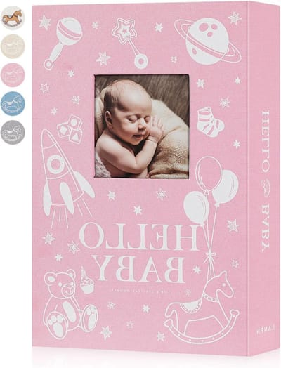 Baby Fotoalbum 10x15 met 300 Compartimenten, Mooi Newborn Album met Linnen Kaft voor 300 Horizontale Foto's in Roze, Perfect voor Herinneringen en Babyshower