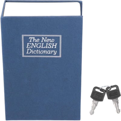 Petit Coffre-fort Livre Bleu ABS Fer Haute Capacité Durable Mini Boîte à Argent avec Clé pour Ami Famille Cadeau gray