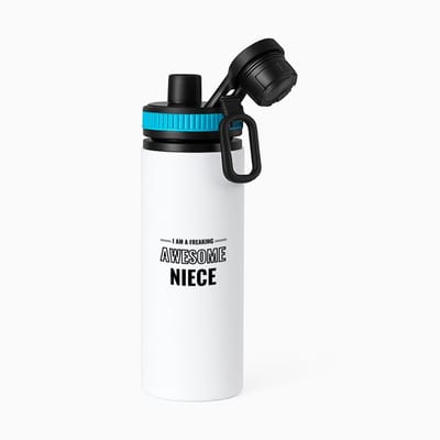 Hacebo® - I am a freaking awesome niece waterfles met draaidop blauw - Nicht - de meest geweldigste nicht - verjaardagscadeau - verjaardag - cadeau - cadeautje voor nicht - nicht artikelen - kado - geschenk - gift - water fles - 850ML