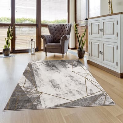 Goud Tapijt Laagpolig Vloerkleed Koho Marmer Vibes - 80x150cm- Modern - Woonkamer - Salon - Slaapkamer - Eetkamer