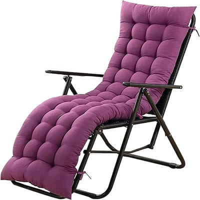 Tuinstoelkussens Comfortabel - Ligstoel Kussen - Buiten Ontspannen - Antislip Bandbevestiging - 180x48cm - Paars Lila