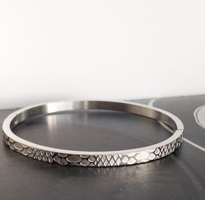 Bangle Steel armband Snake print Zilver