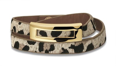 Montebello Armband Kawtar - Leer - Messing - Dierenprint - 37 cm