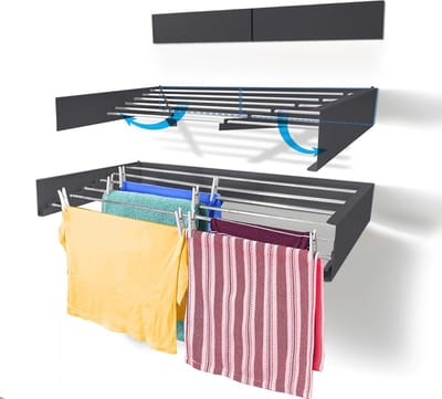 Inklapbaar wasdroogrek voor wandmontage - ruimtebesparend en stevig ontwerp - 25 kg capaciteit - ideaal voor binnen en buiten gebruik