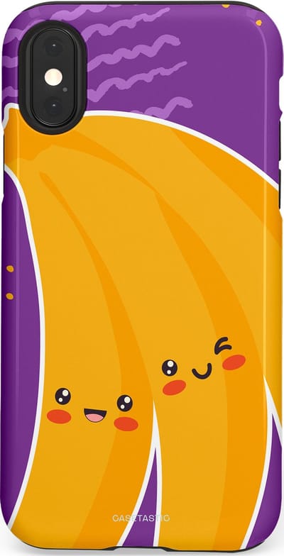 Casetastic hoesje geschikt voor Apple iPhone X / Apple iPhone XS - Dubbellaagse bescherming - Blije Banaan - Fashion Case - Lavendel Geel