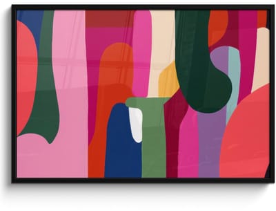 Poster in lijst - Fotolijst 120x80 cm - Posters - Kleurvakken - Recht - Rond - Abstract - Posterlijst zwart - Decoratie - Wanddecoratie woonkamer - Muurdecoratie slaapkamer