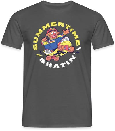 Sesamstraat Ernie Zomer Tijd Skaten T-Shirt Heren