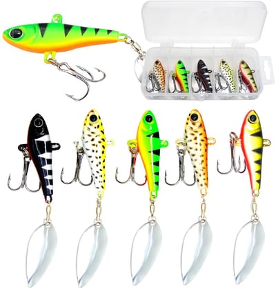 Dailygoods- Jig Spinner-set 5 stuks 20 g - Kunstaas Snoek - Kunstaas Baars - Jigset met Box - Lasergeslepen Haken - Bedrieglijk Realistisch Design