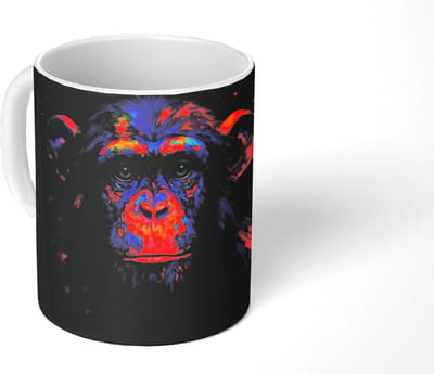Mok - Koffiemok - Kleurrijk - Aap - Abstract - Mokken - 350 ML - Beker - Koffiemokken - Theemok