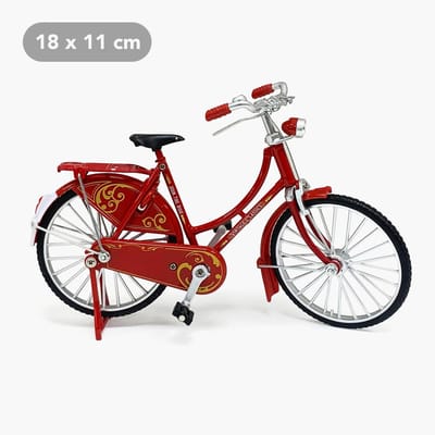 Fietsje vintage 12 cm blanco - rood
