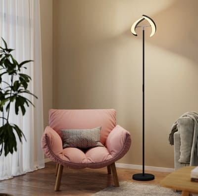 STILVORA Staande Lamp – 188 cm – Draaibare Dubbele Lichtkop – Kunststof – Zwart – Dimbare RGB Sfeerverlichting Voor Woonkamer En Leeshoek
