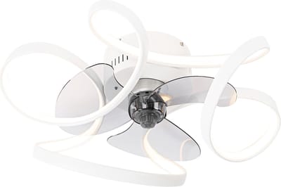 QAZQA mandy - Dimbare LED Plafondventilator met Verlichting | Lamp en Afstandsbediening - 1 lichts - Ø 55 cm - Wit - Woonkamer | Slaapkamer | Keuken