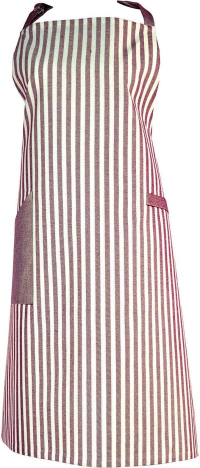Keukenschort streep wit aubergine - 75 x 93 cm - 100 % katoen - Sander