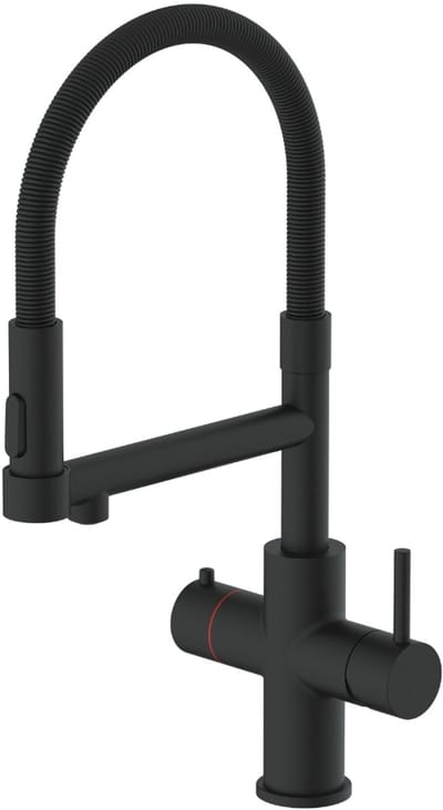 3-in-1 kokendwaterkraan ZWART | Flexibele uitloop