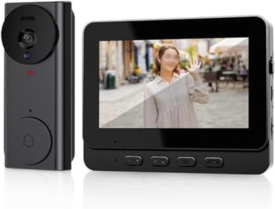 Draadloze Videodeurbel - Huisdeurbel Camera - Veiligheid Thuis - 170 Graden Kijkhoek - 43 Inch Scherm - Zwart