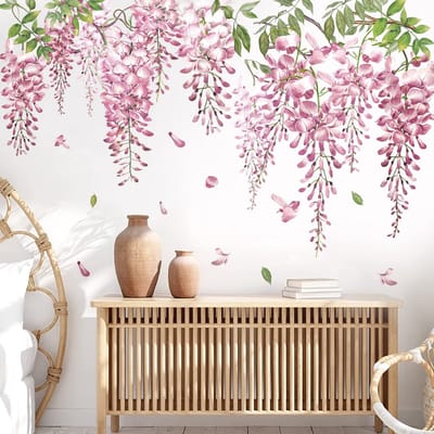 Dailygoody - Wandstickers - Muurdecoratie - Waterdicht - Roze Bloemen - Geschikt voor Woonkamer en Slaapkamer - Multicolour