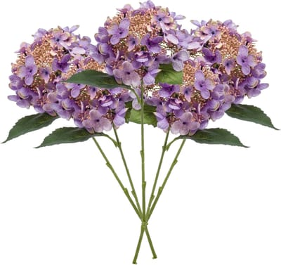 Emerald Kunstbloem hortensia tak - 5x - 50 cm - paars - kunst zijdebloem - Hydrangea - decoratie bloem